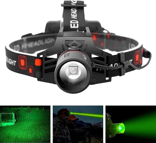 Rechargeable LED Headlamp with White, Red, and Green Light Settings