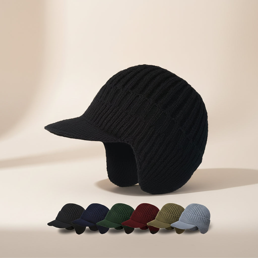 Cozy Knit Beanie Hat with Visor for Winter Outdoors