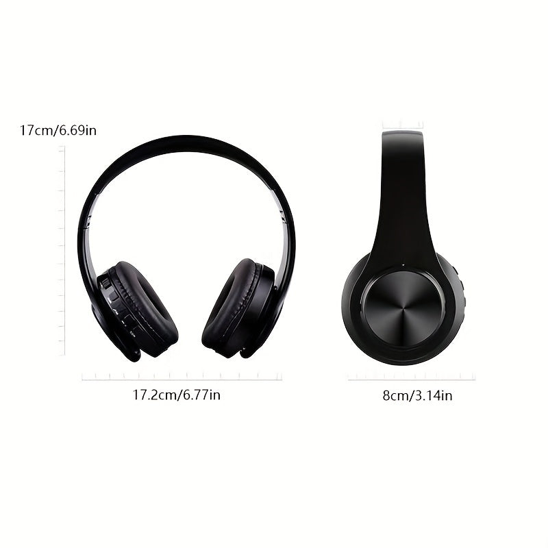 Foldable Wireless Headphones with Clear Microphone and USB-C Charging