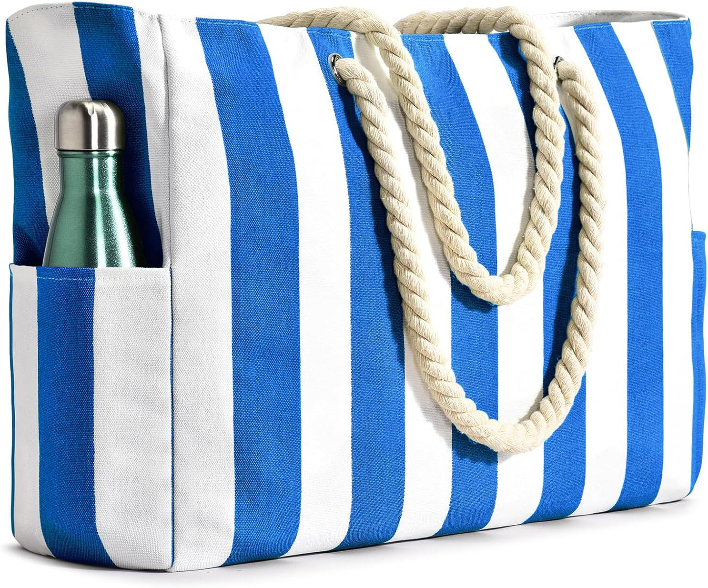 Oversized Waterproof Beach Tote with Zipper Closure and Pockets