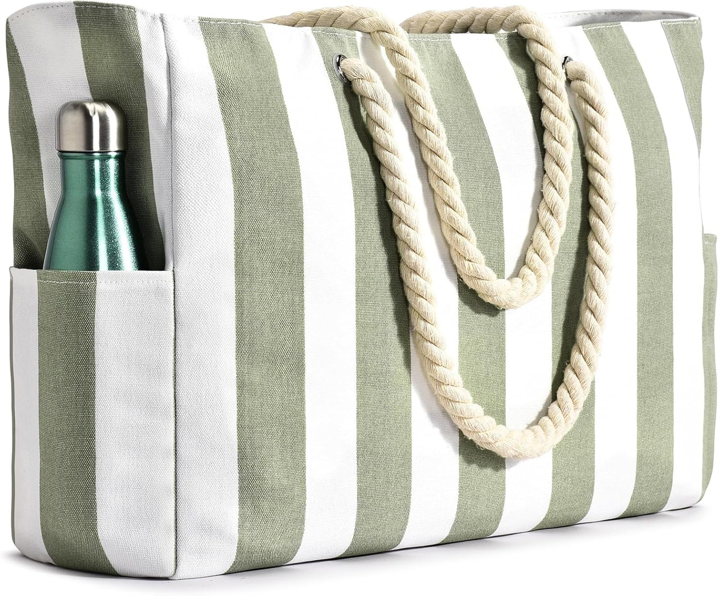 Oversized Waterproof Beach Tote with Zipper Closure and Pockets