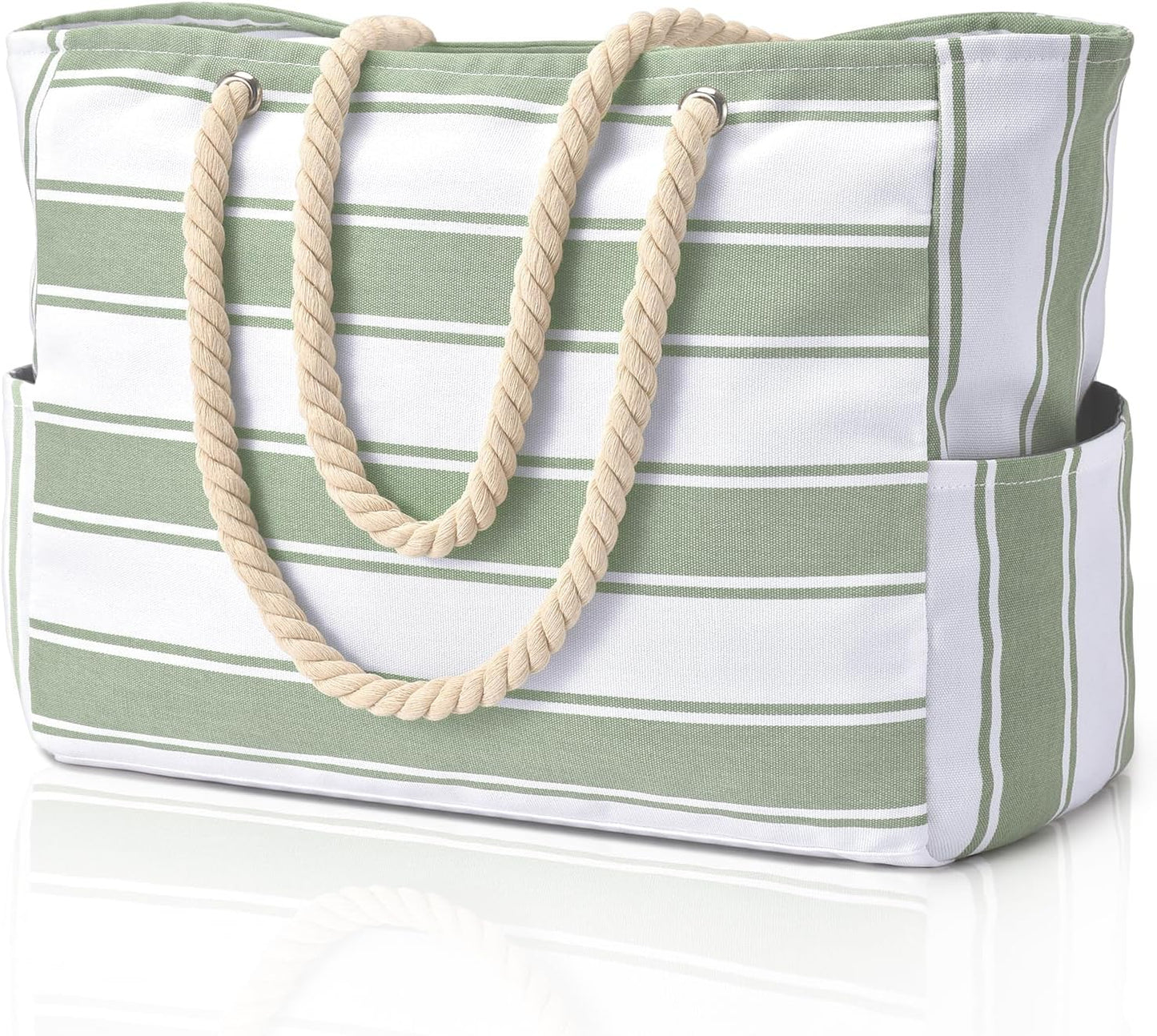 Oversized Waterproof Beach Tote with Zipper Closure and Pockets