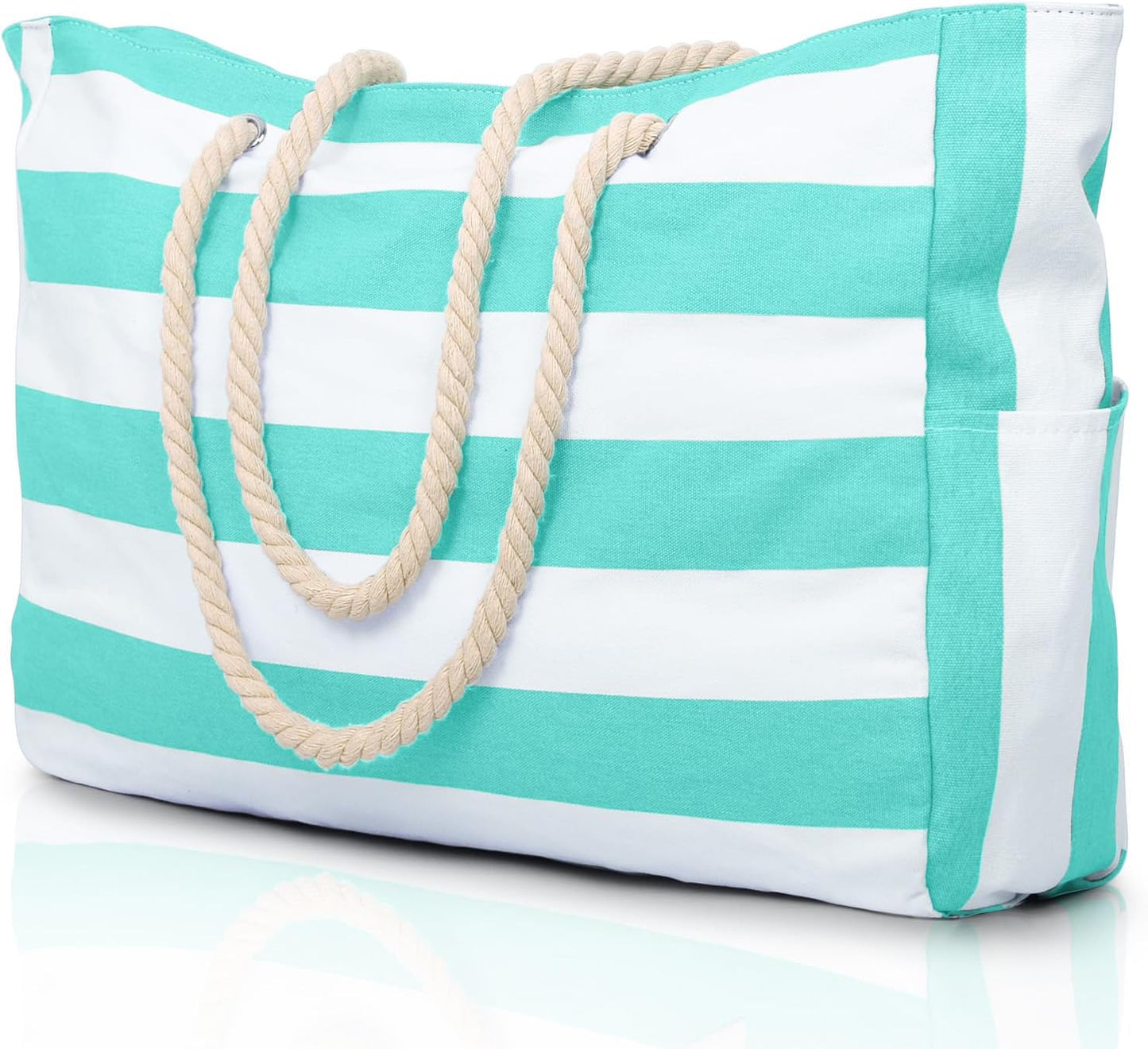Oversized Waterproof Beach Tote with Zipper Closure and Pockets
