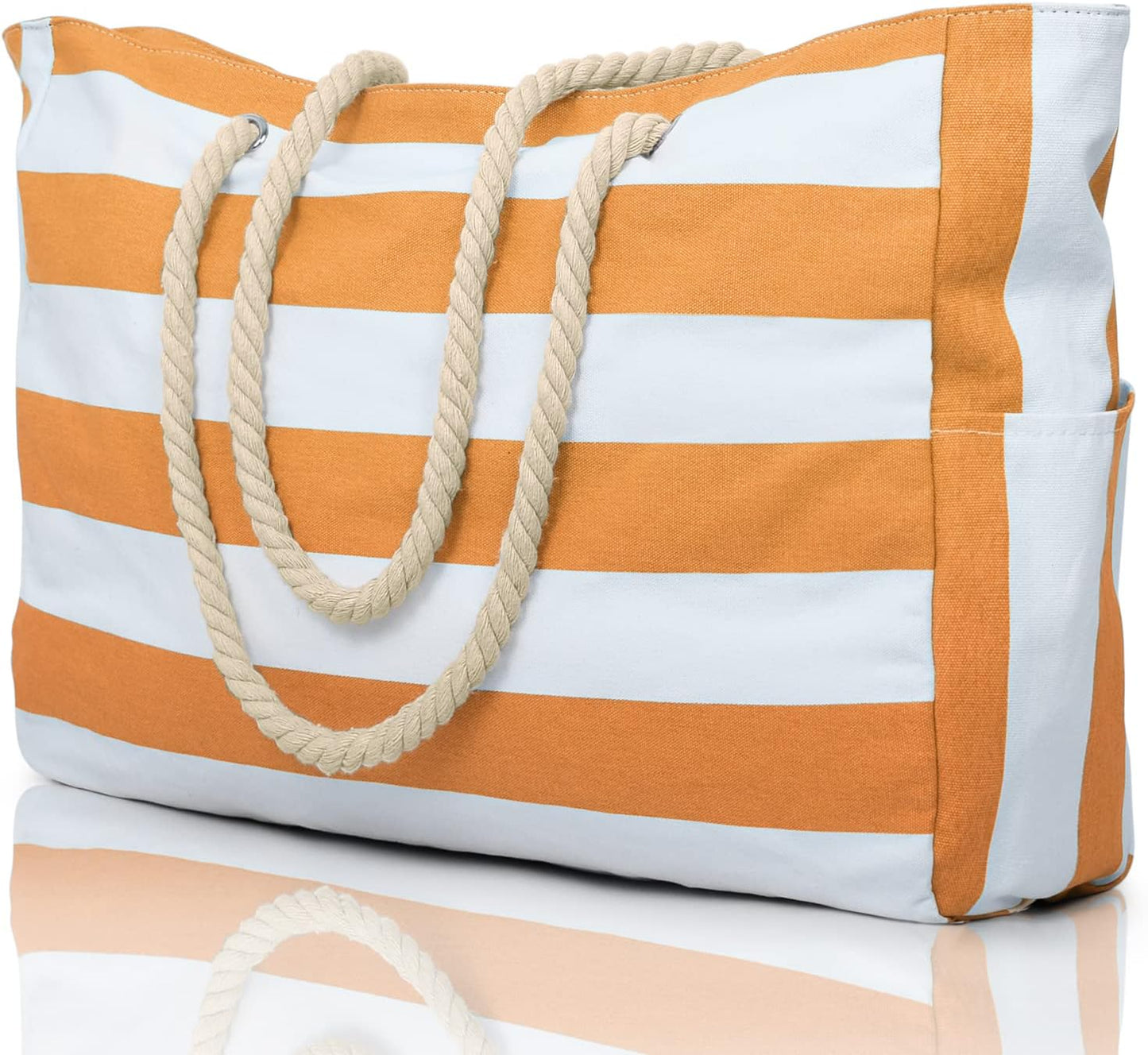 Oversized Waterproof Beach Tote with Zipper Closure and Pockets