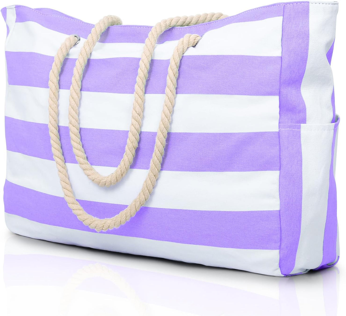 Oversized Waterproof Beach Tote with Zipper Closure and Pockets