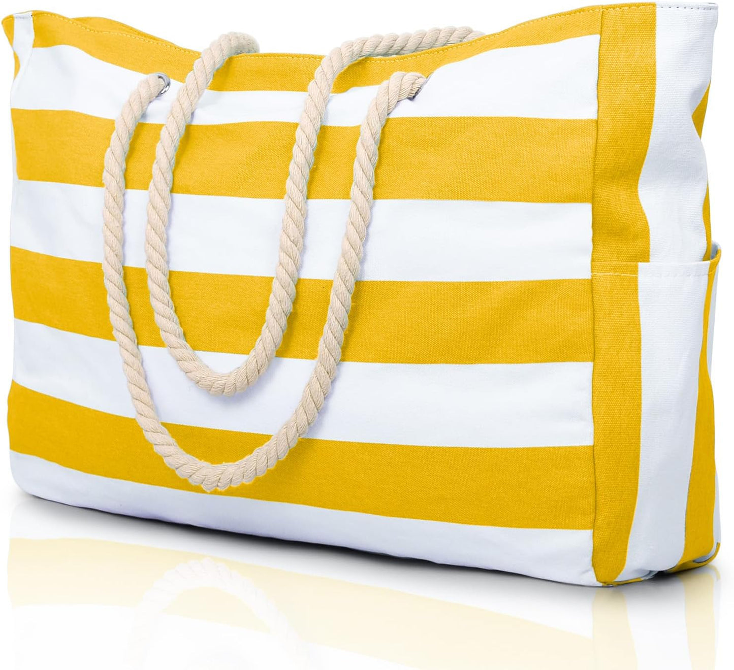 Oversized Waterproof Beach Tote with Zipper Closure and Pockets
