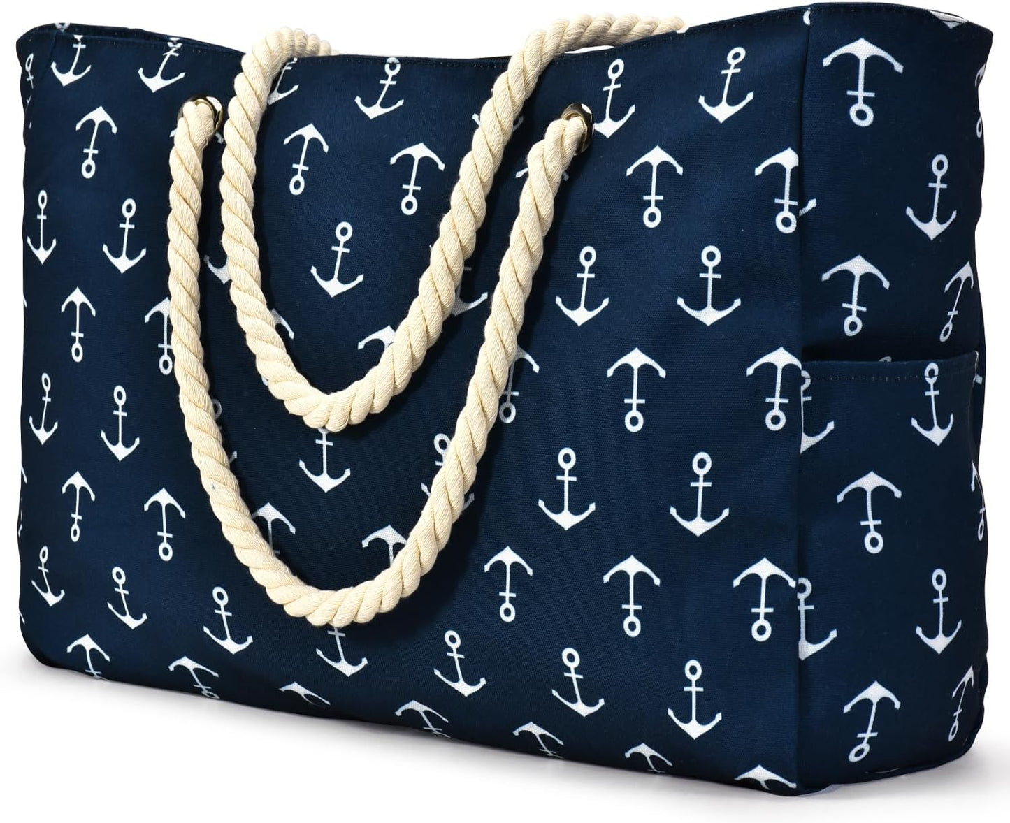 Waterproof Large Tote Bag with Zippered Storage and Side Pockets