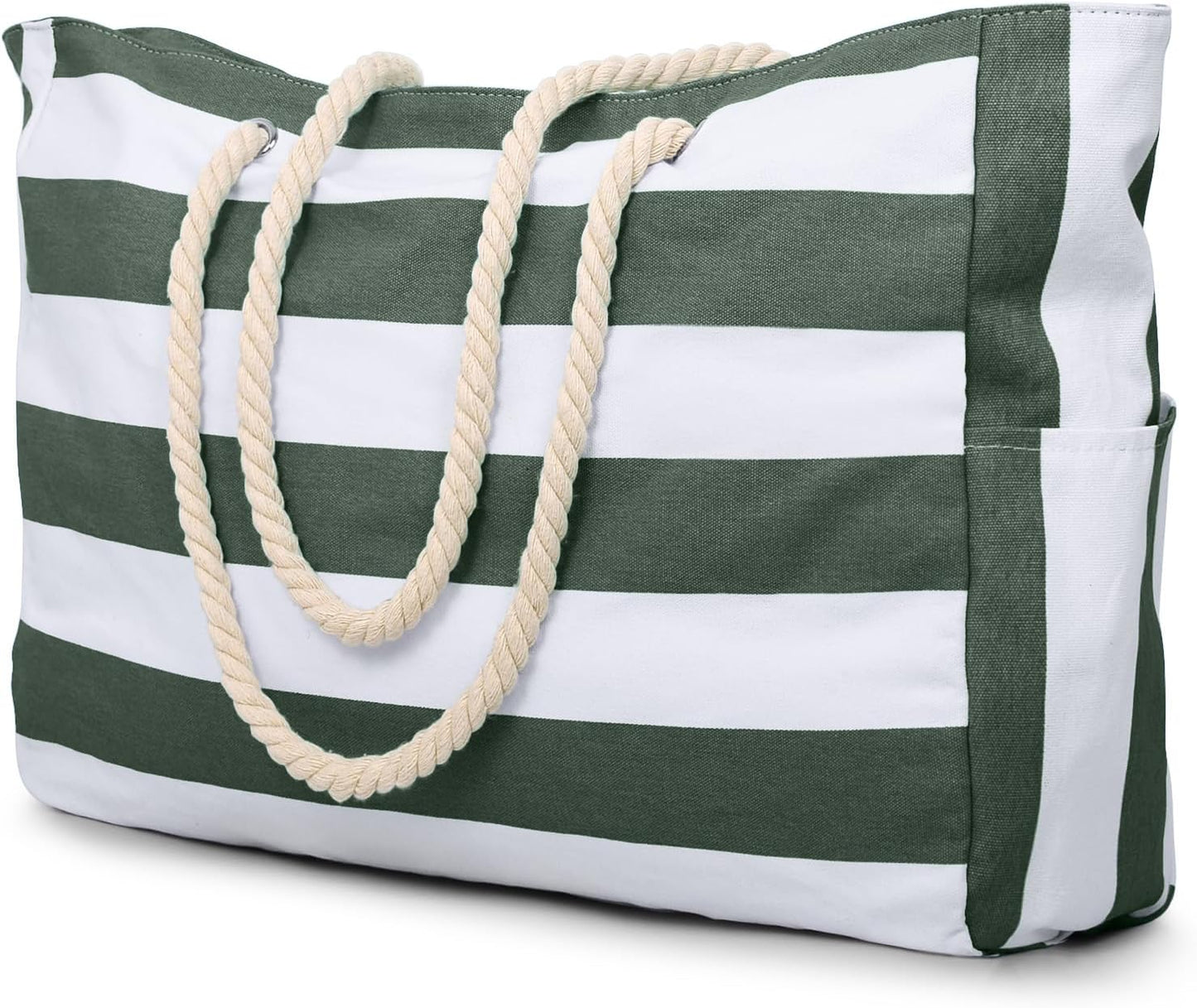 Waterproof Large Tote Bag with Zippered Storage and Side Pockets