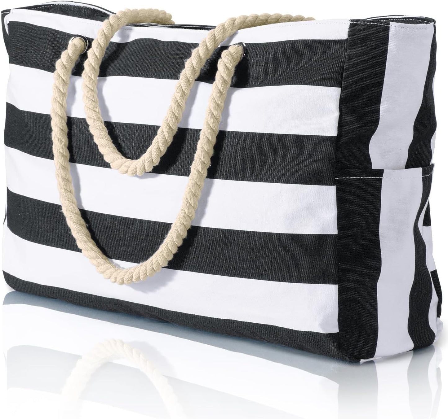 Waterproof Large Tote Bag with Zippered Storage and Side Pockets