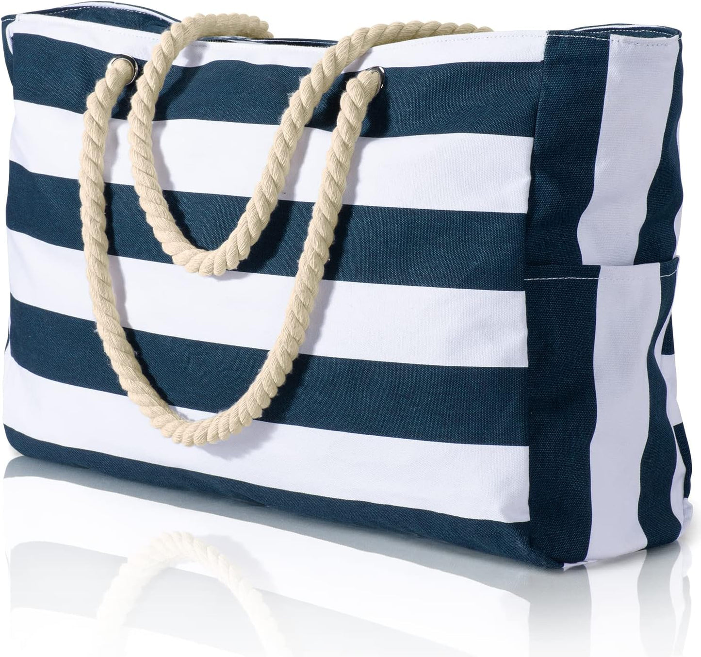 Waterproof Large Tote Bag with Zippered Storage and Side Pockets