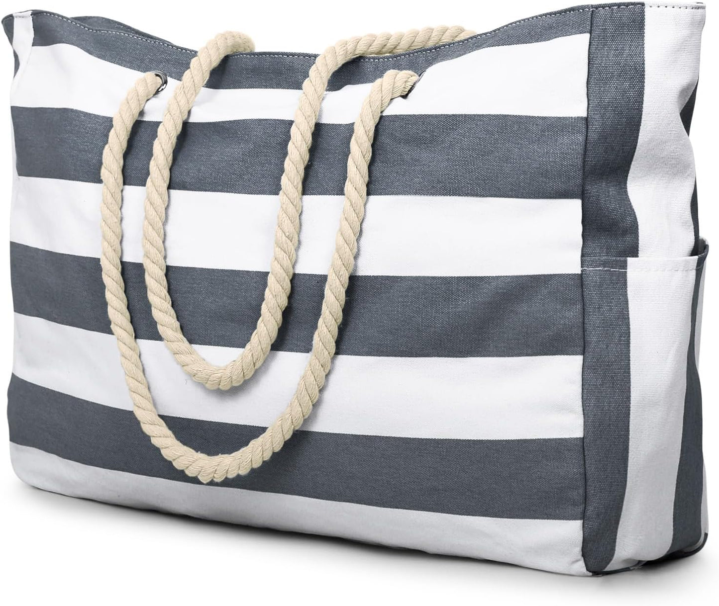 Waterproof Large Tote Bag with Zippered Storage and Side Pockets