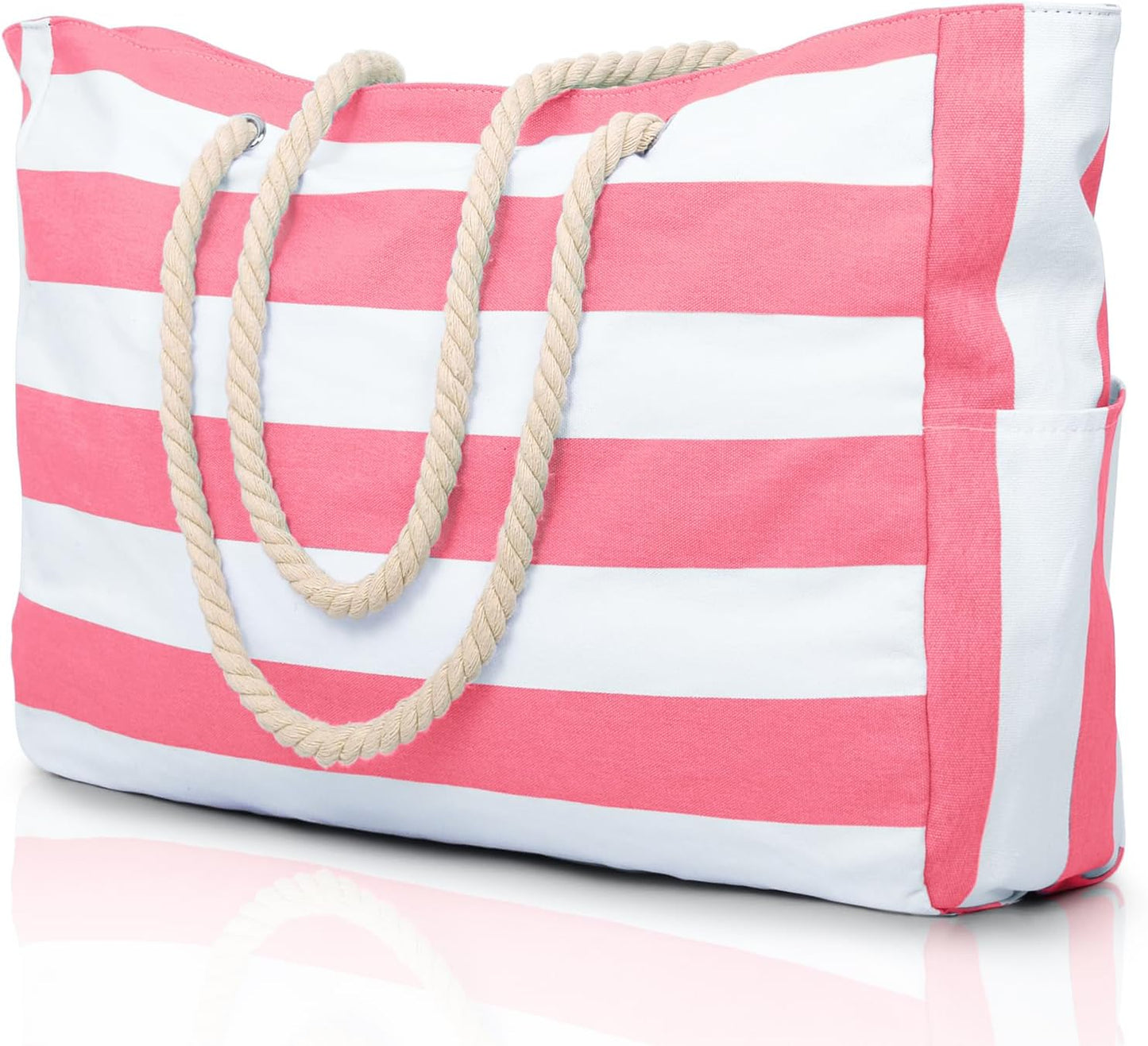 Waterproof Large Tote Bag with Zippered Storage and Side Pockets
