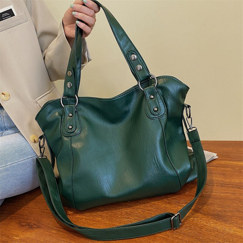 Soft Faux Leather Tote Bag with Spacious Interior