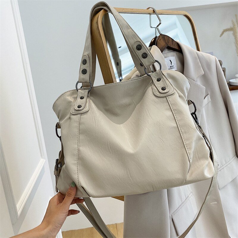 Soft Faux Leather Tote Bag with Spacious Interior