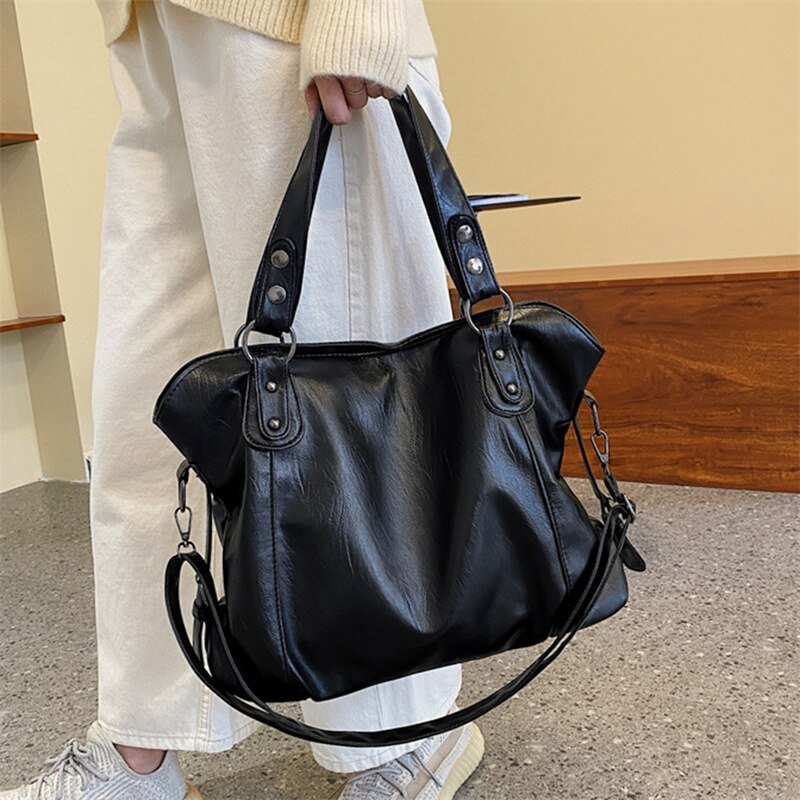 Soft Faux Leather Tote Bag with Spacious Interior