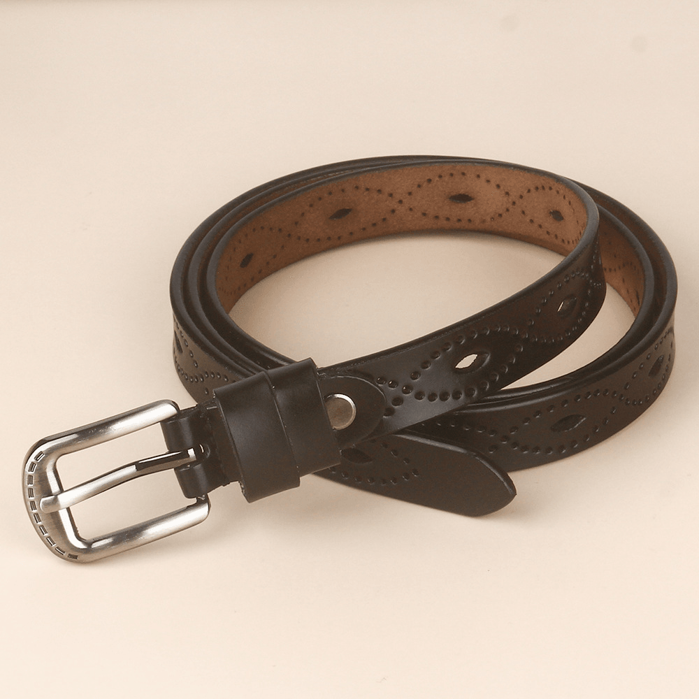Elegant Vintage Leather Belt with Copper Buckle