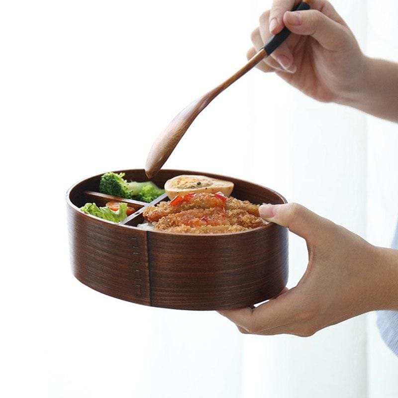 Japanese Wooden Bento Lunch Box with Rubber Band - 500ml Capacity
