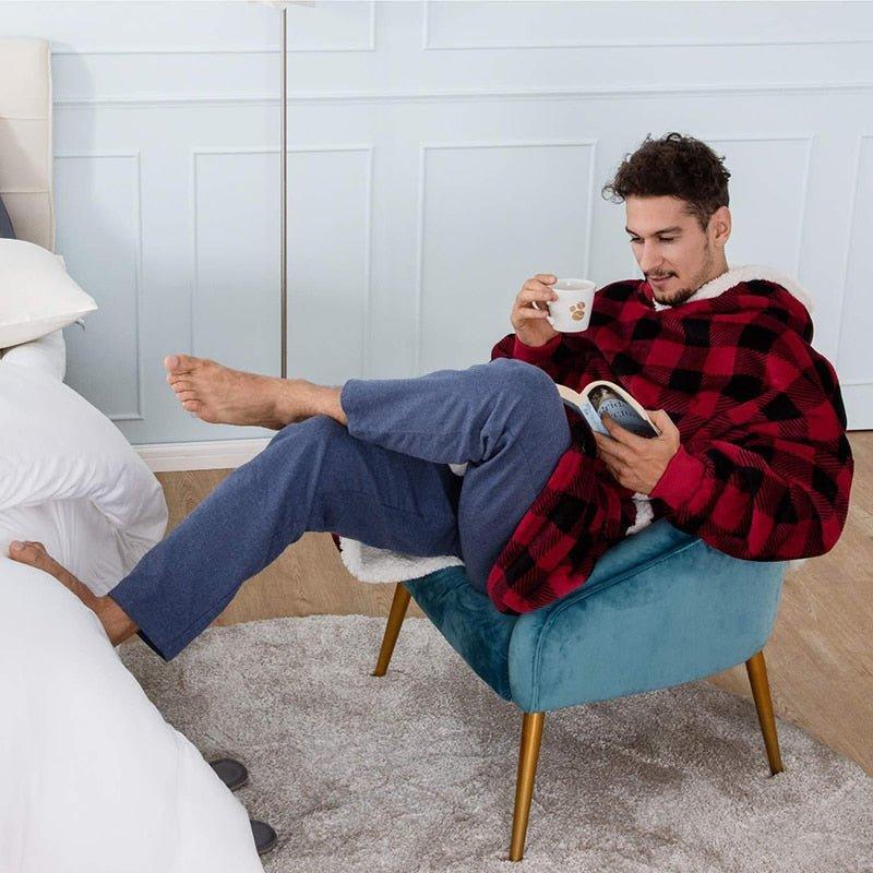 Luxurious Sherpa Fleece Hoodie Blanket with Pockets