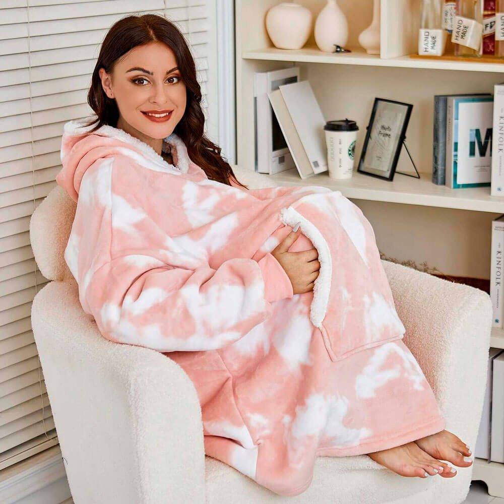 Luxurious Sherpa Fleece Hoodie Blanket with Pockets