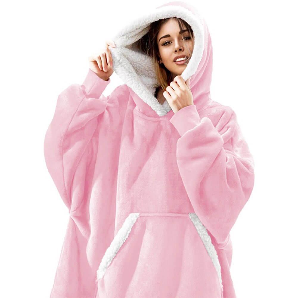 Luxurious Sherpa Fleece Hoodie Blanket with Pockets