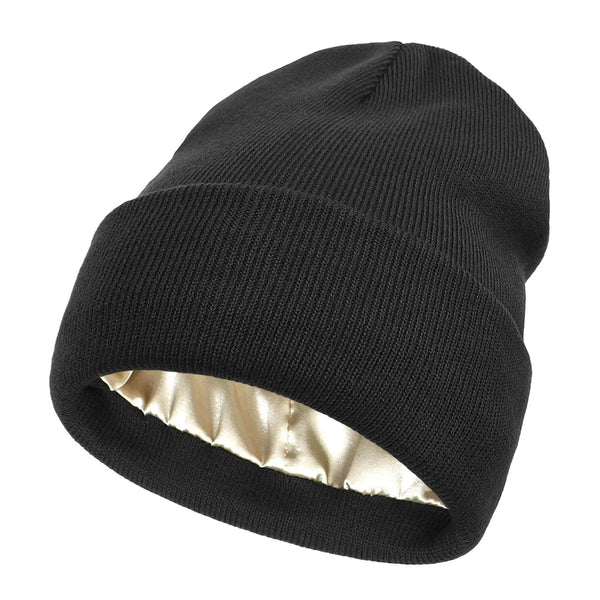Silk Lined Wool Winter Beanie for Warmth and Hair Protection
