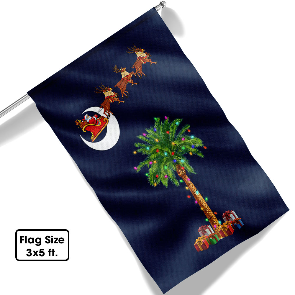 South Carolina Christmas Flag with Santa and Palmetto Tree