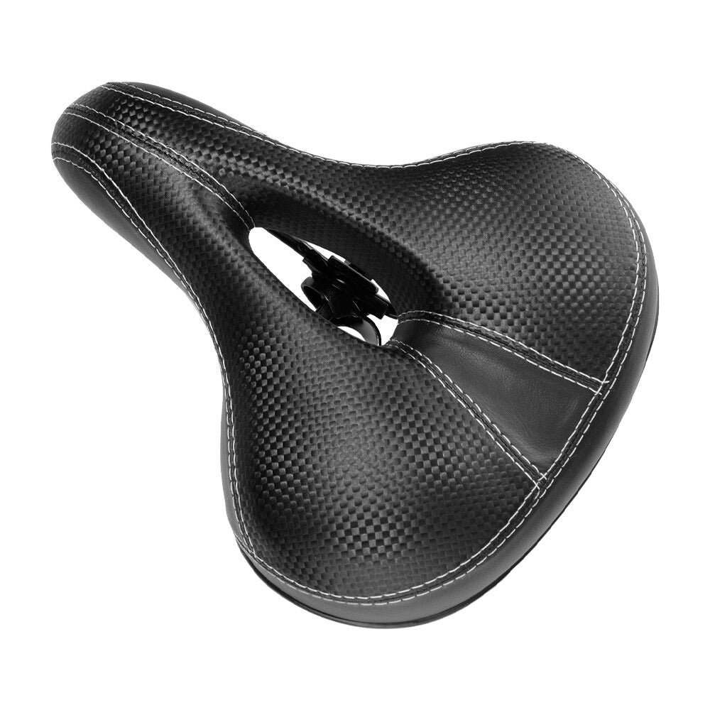 Soft Leather Bicycle Seat with Hollow Design and Double Spring Shock Absorption