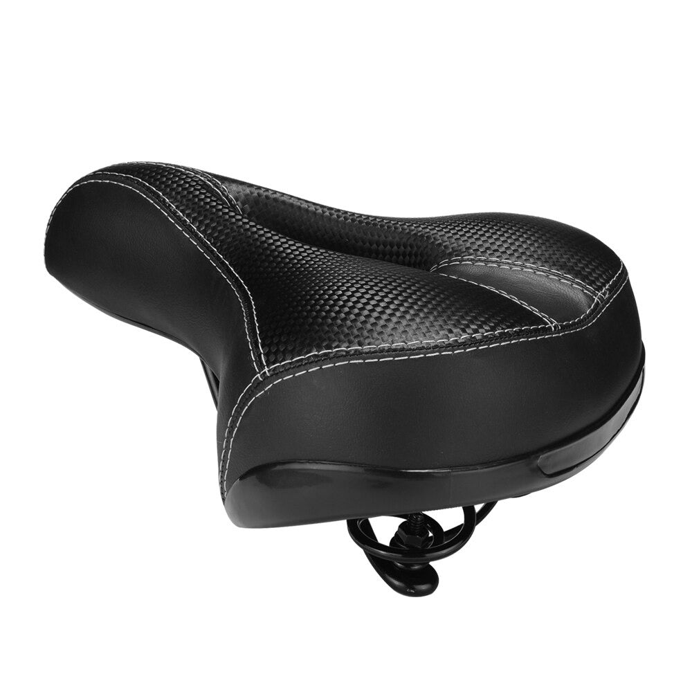Soft Leather Bicycle Seat with Hollow Design and Double Spring Shock Absorption