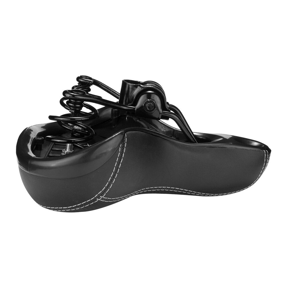Soft Leather Bicycle Seat with Hollow Design and Double Spring Shock Absorption