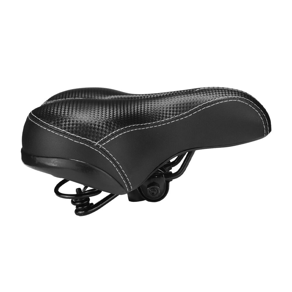 Soft Leather Bicycle Seat with Hollow Design and Double Spring Shock Absorption