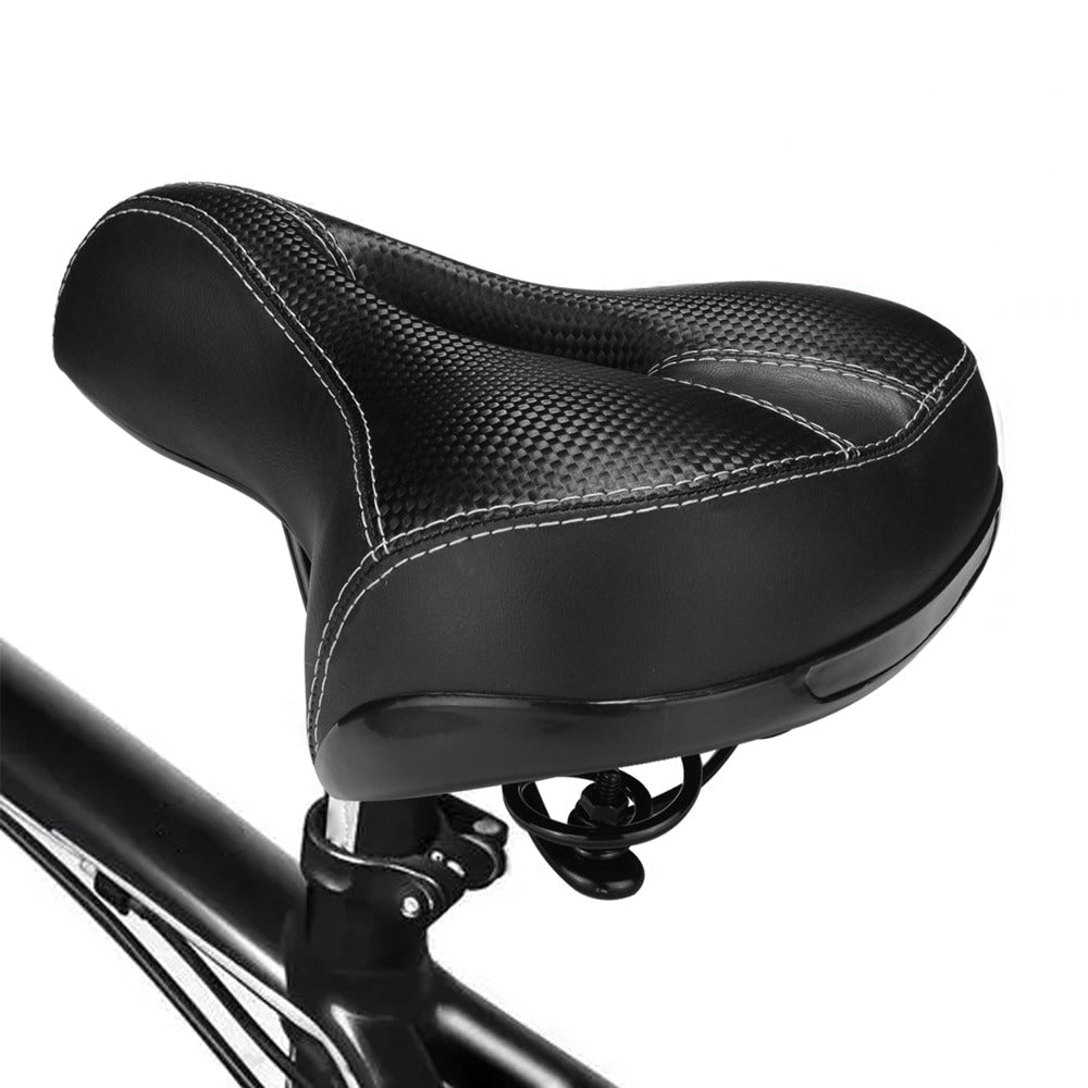 Soft Leather Bicycle Seat with Hollow Design and Double Spring Shock Absorption