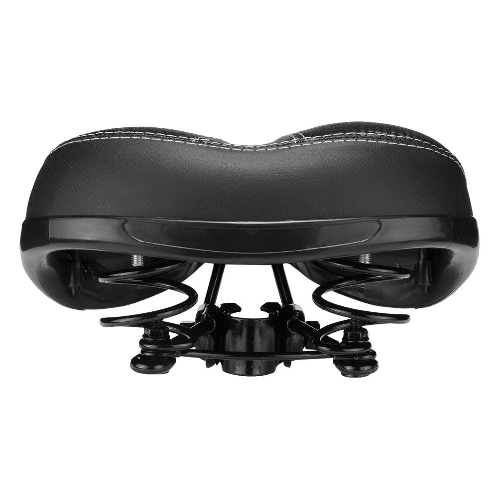 Soft Leather Bicycle Seat with Hollow Design and Double Spring Shock Absorption