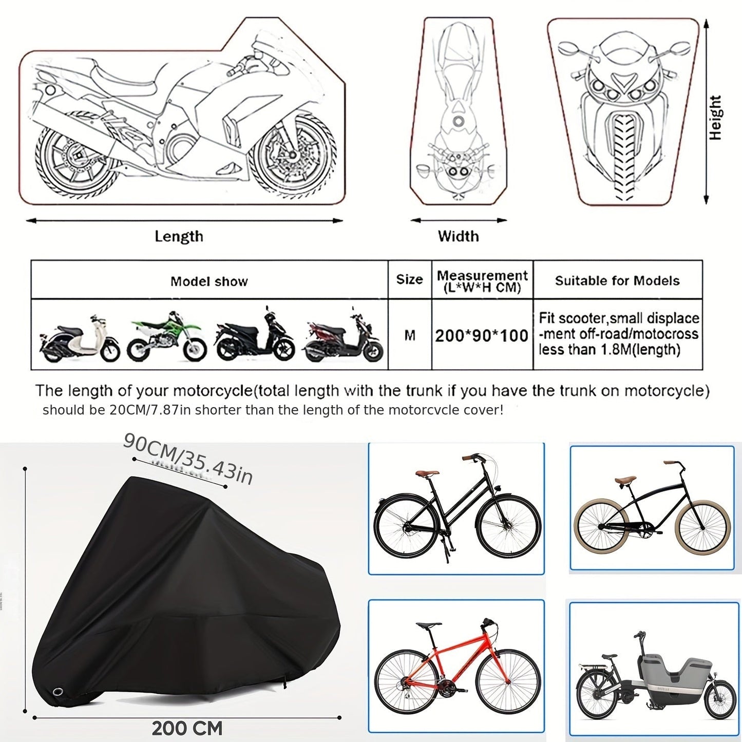 Heavy-Duty Polyester Bicycle Rain and Sun Cover