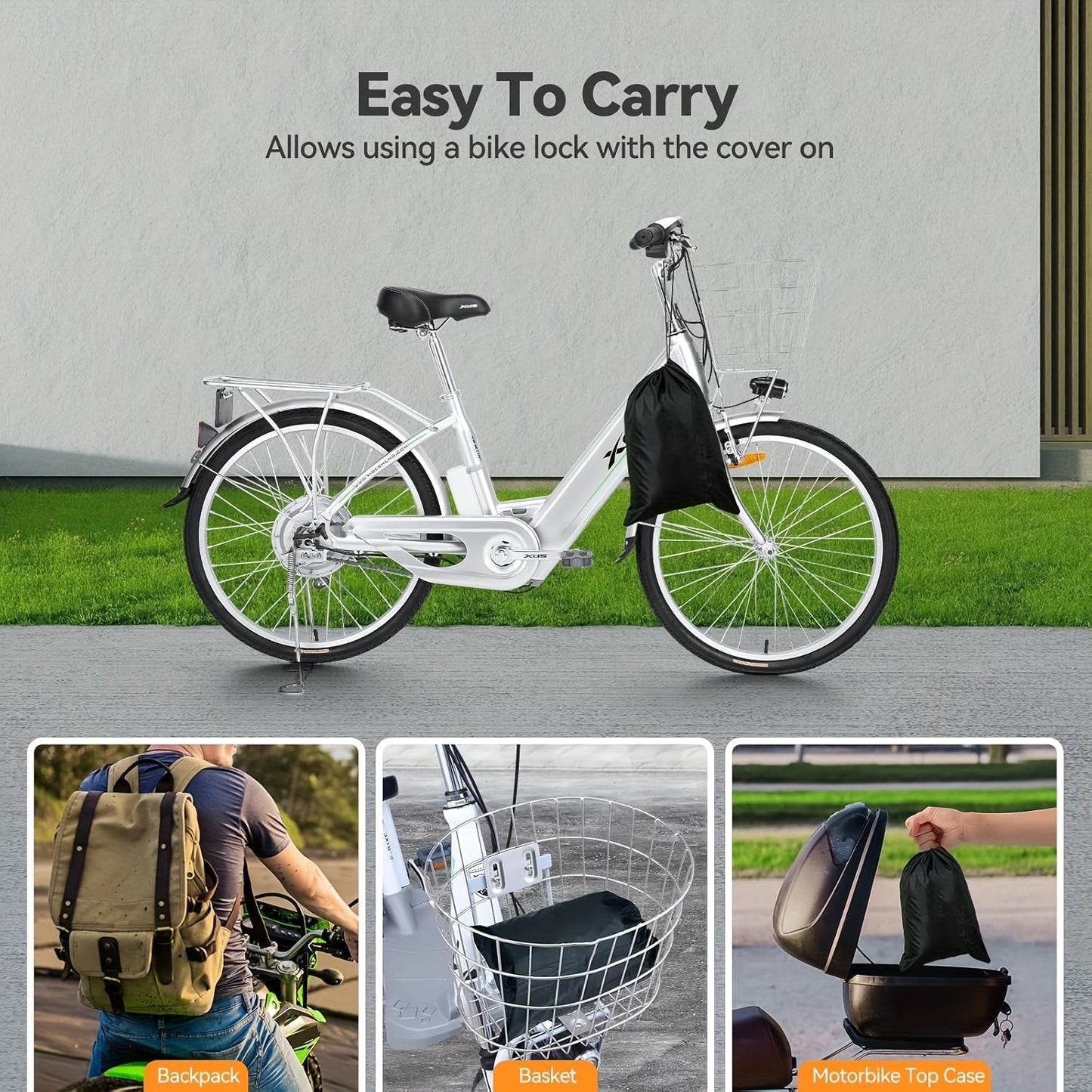 Heavy-Duty Polyester Bicycle Rain and Sun Cover