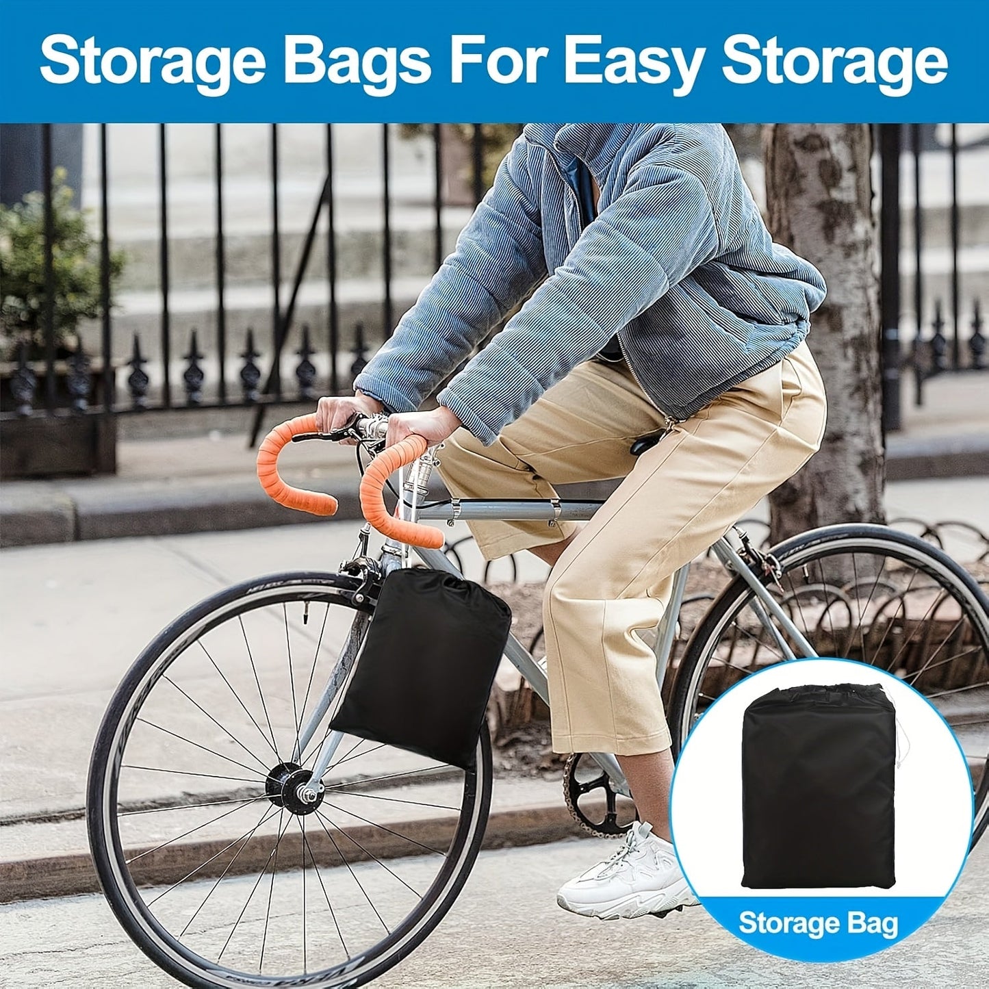Heavy-Duty Polyester Bicycle Rain and Sun Cover