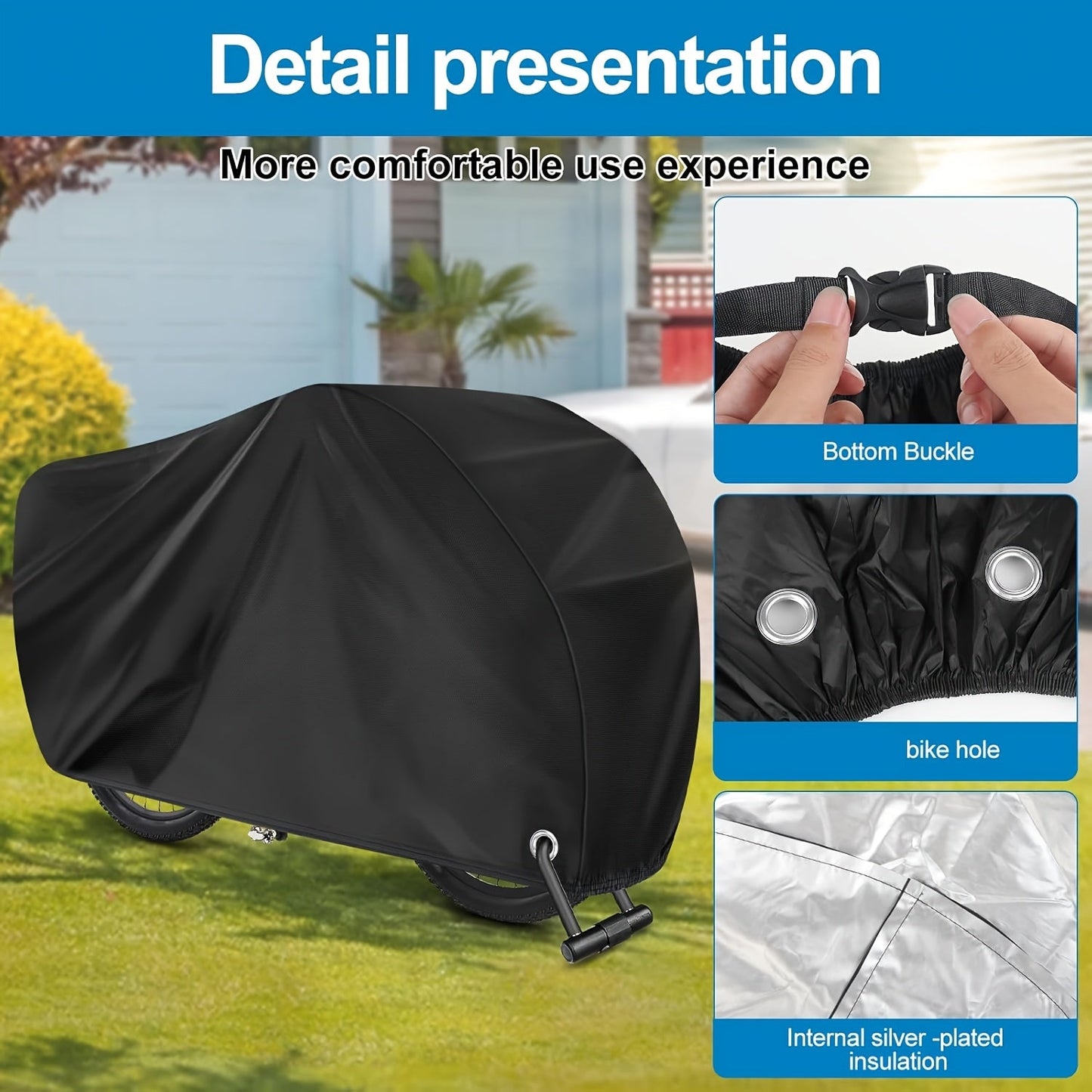 Heavy-Duty Polyester Bicycle Rain and Sun Cover