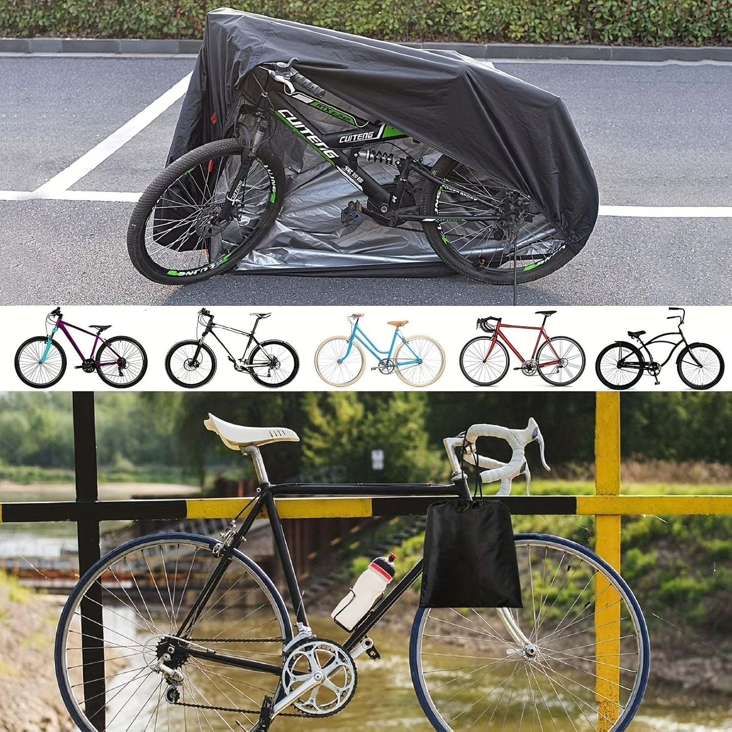 Heavy-Duty Polyester Bicycle Rain and Sun Cover