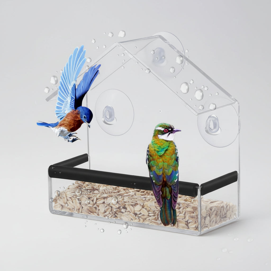 Transparent Acrylic Window Bird Feeder with Strong Suction Cups