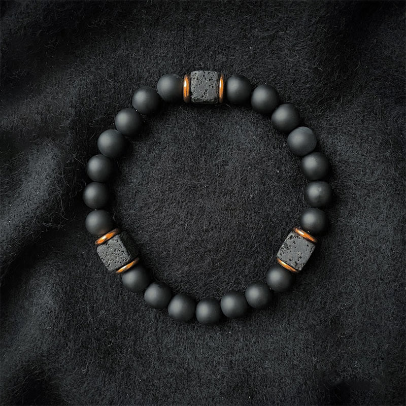 Matte Black Onyx Lava Stone Balance Bracelet