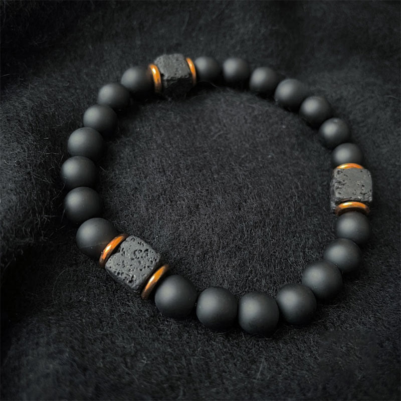 Matte Black Onyx Lava Stone Balance Bracelet