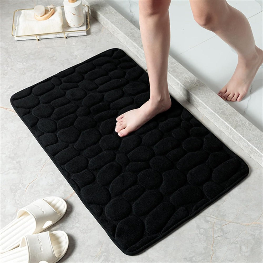 Plush Cobblestone Embossed Bath Mat with Anti-Slip Backing