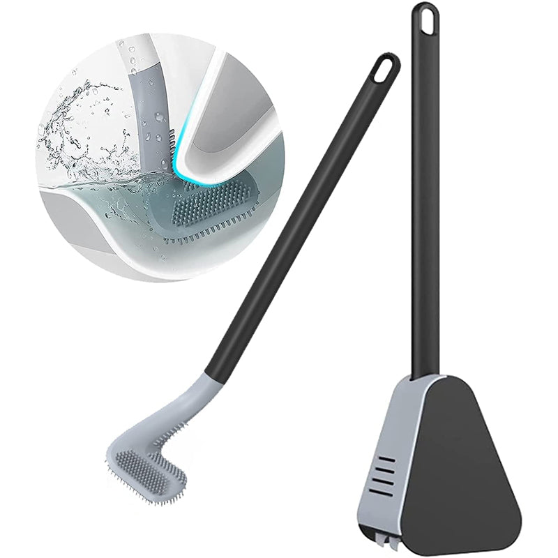 Flexible Silicone Golf Toilet Brush with Long Handle and Wall Mount