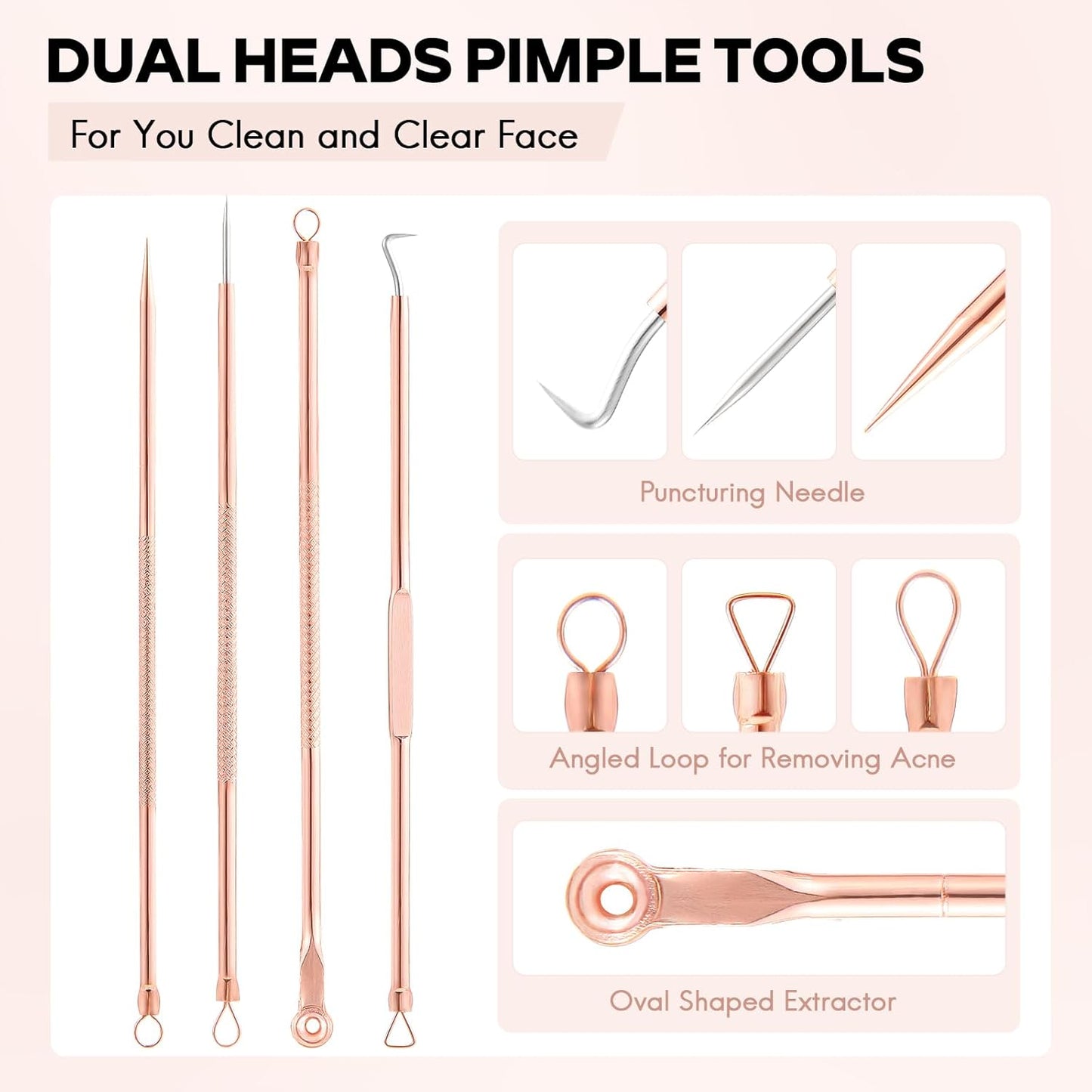 Blackhead Remover Comedone Extractor Kit with Protective Case