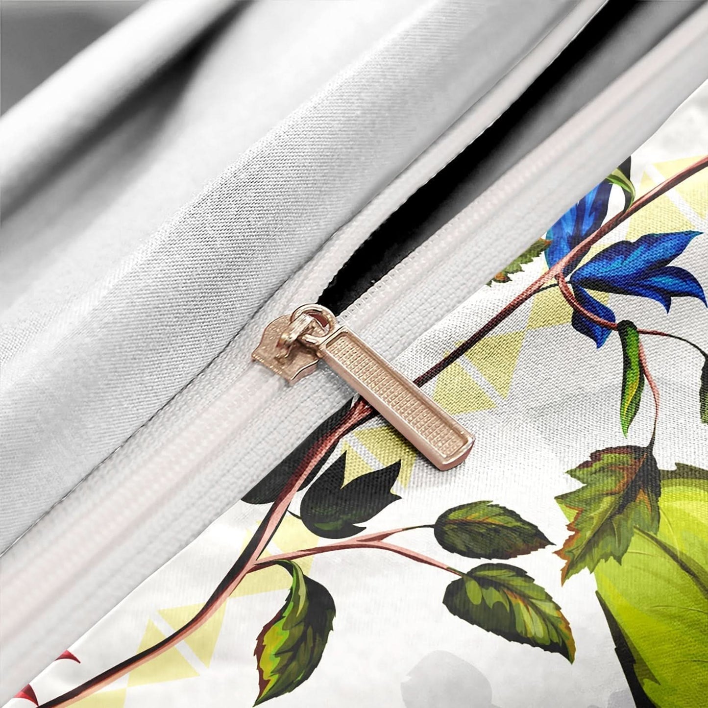 Luxury Floral and Bird Cotton Duvet Cover Set