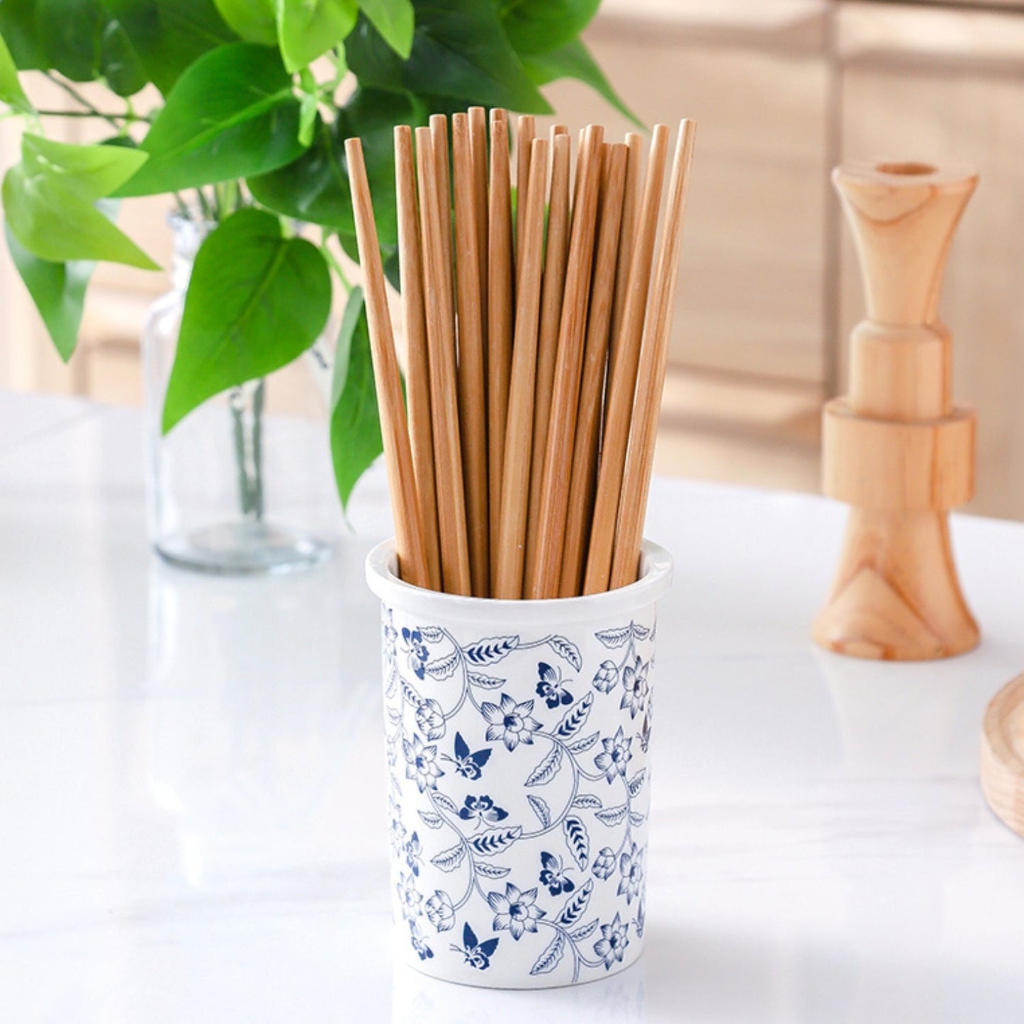 Ceramic Floral Utensil Holder Crock