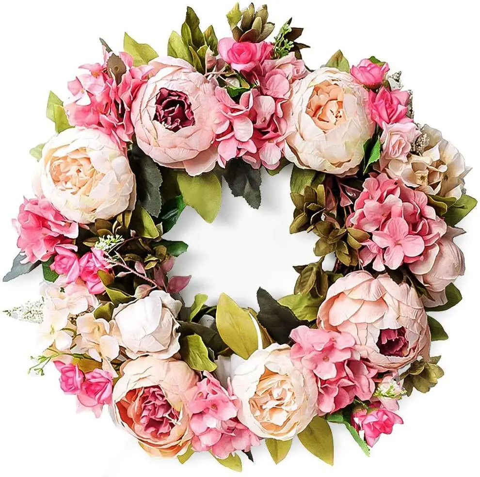Timeless Peony Wreath for Door and Wall Decor