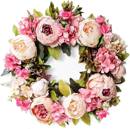 Timeless Peony Wreath for Door and Wall Decor