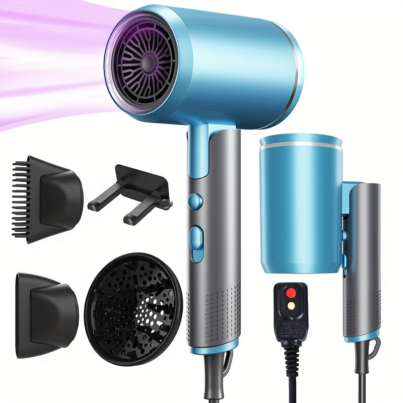 1600W Foldable ION Hair Dryer with Nozzle for Shiny Hair