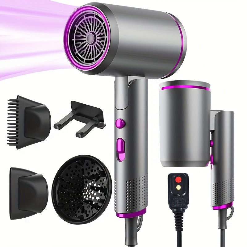 1600W Foldable ION Hair Dryer with Nozzle for Shiny Hair