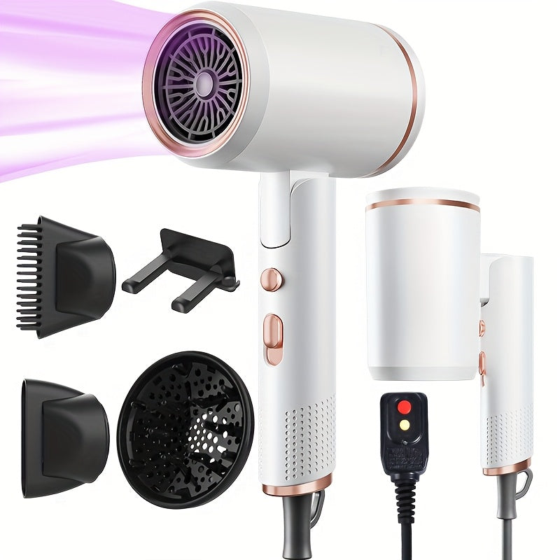 1600W Foldable ION Hair Dryer with Nozzle for Shiny Hair